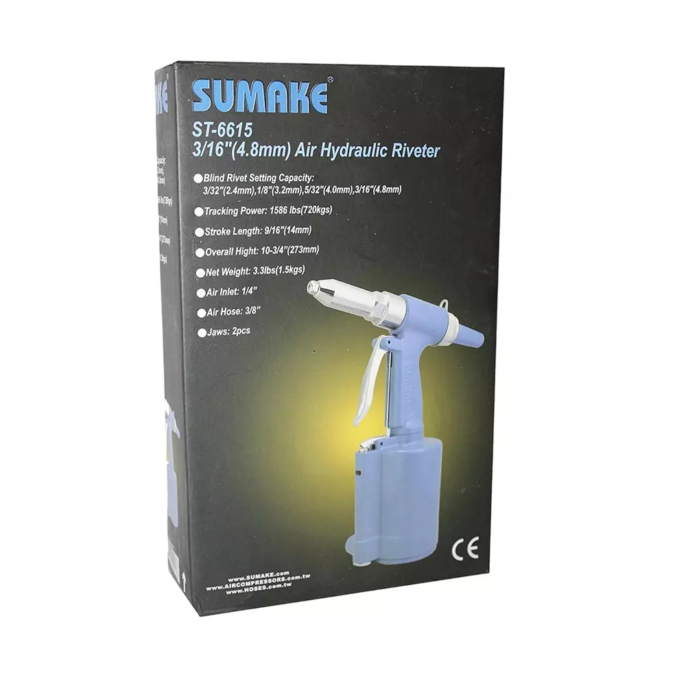Sumake Air Hydraulic Riveter 6 mm (1/4 inch) Air Inlet, ST-6615