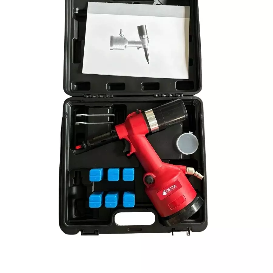 Delta Air Nut Riveter Tool Kit High Efficiency Ergonomic Design 360° Air Swivel for Industrial Use, DTNRT