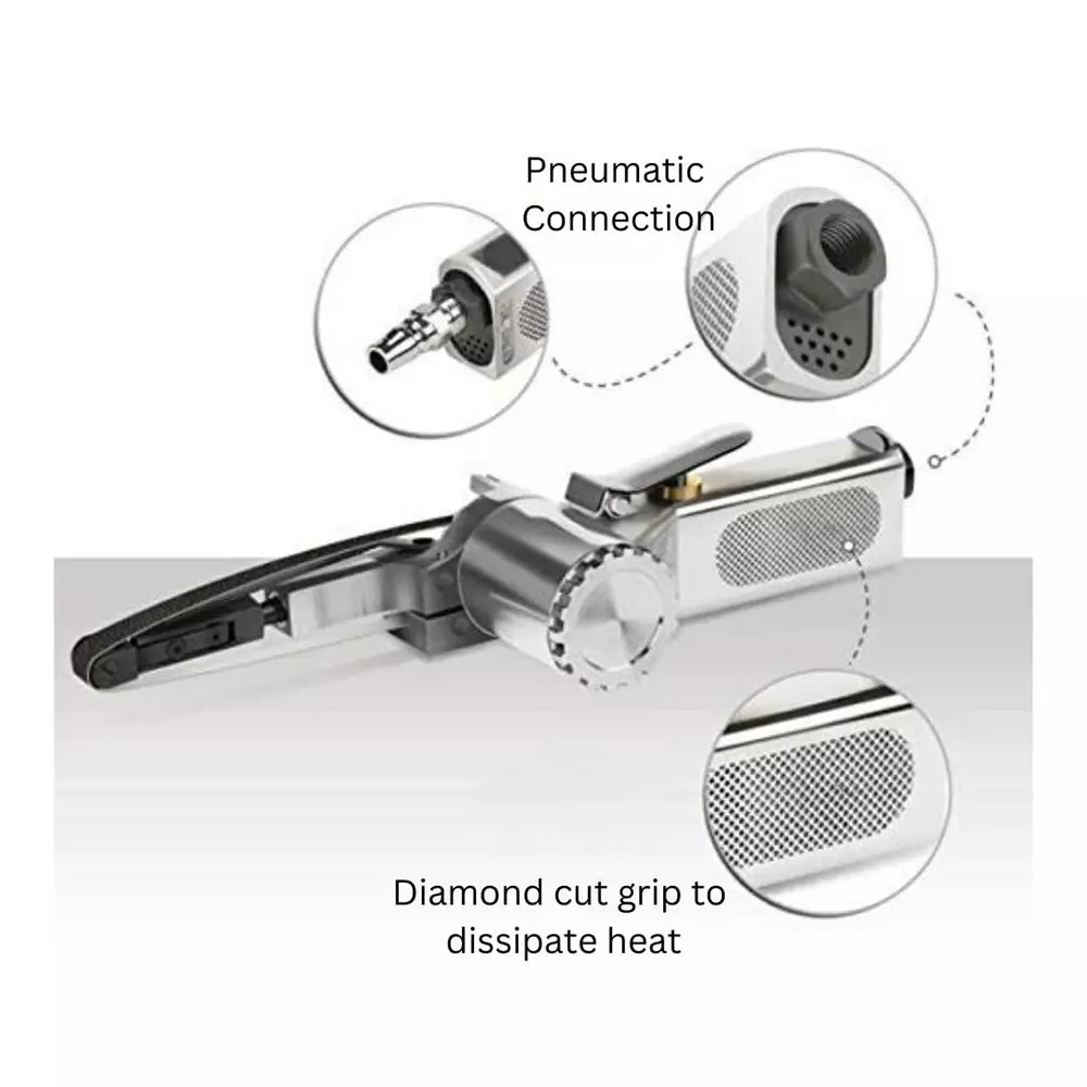 INTECO Air Powered Belt Sander 6 cfm Average Air Consumption and 10x330 mm Belt Size, AT 480SG (With Sanding Belt)