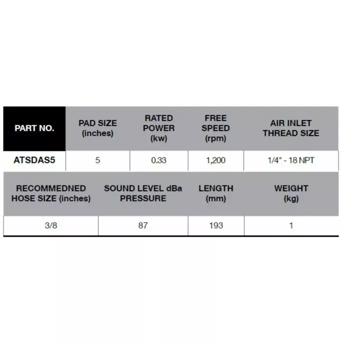 blue-point-033-kw-dual-action-air-sander-1200-rpm-free-speed-and-5-inch-127-mm-pad-size-atsda5