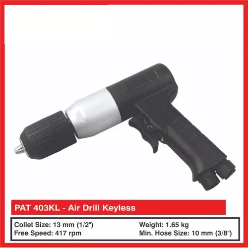 INTECO Keyless Heavy Duty Reversible Air Drill Machine 1/2 inch (13 mm) Collet Size and 417 RPM Free Speed, PAT 403KL