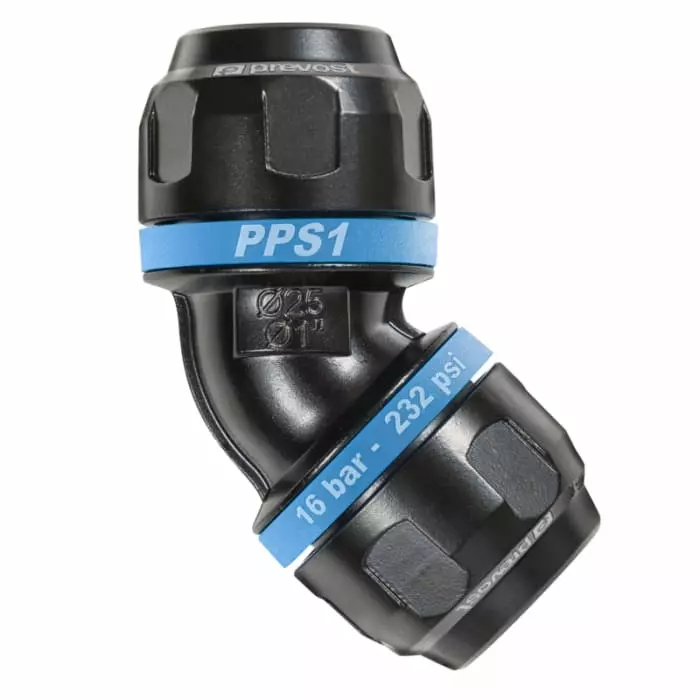 PREVOST 16 Bar Aluminium Elbo W Connector, 25 mm Outside Diameter, PPS1 4C25