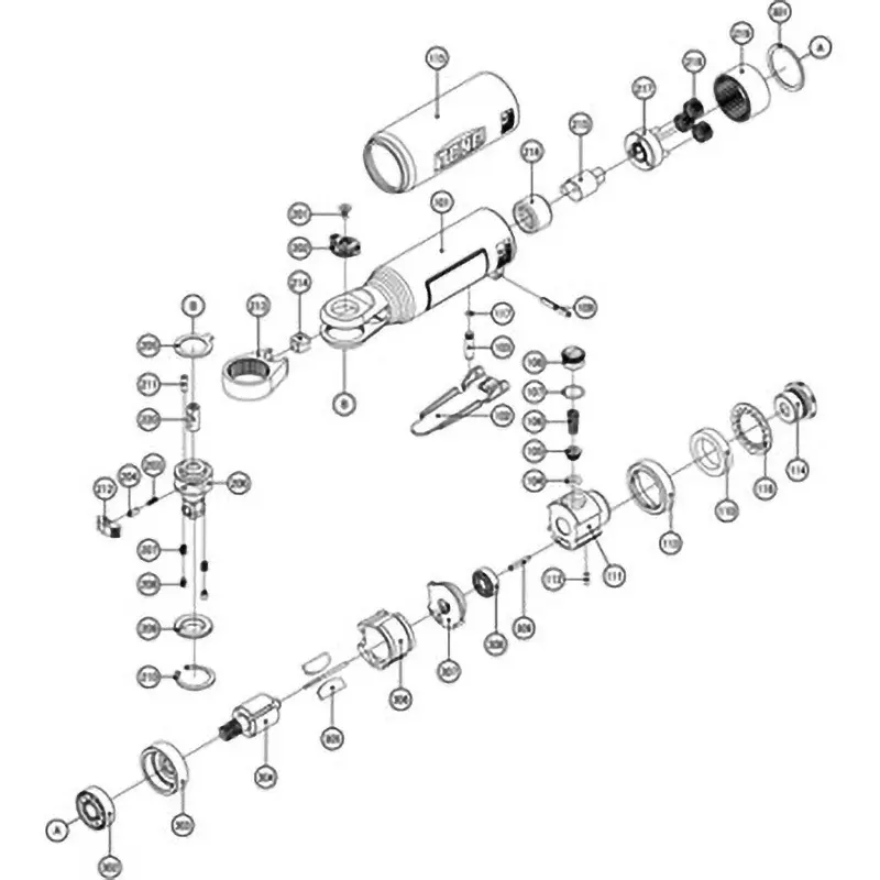 Tone Parts Air Ratchet Wrench Ar3100S Blade 4Pcs Drawing No., Ar078