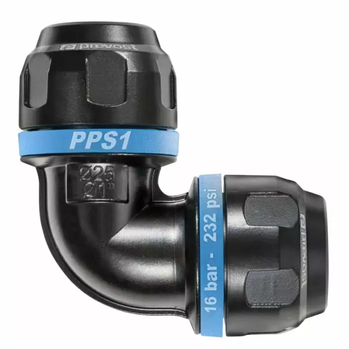 PREVOST 16 Bar Aluminium Elbo W Connector, 40 mm Outside Diameter, PPS1 9C40