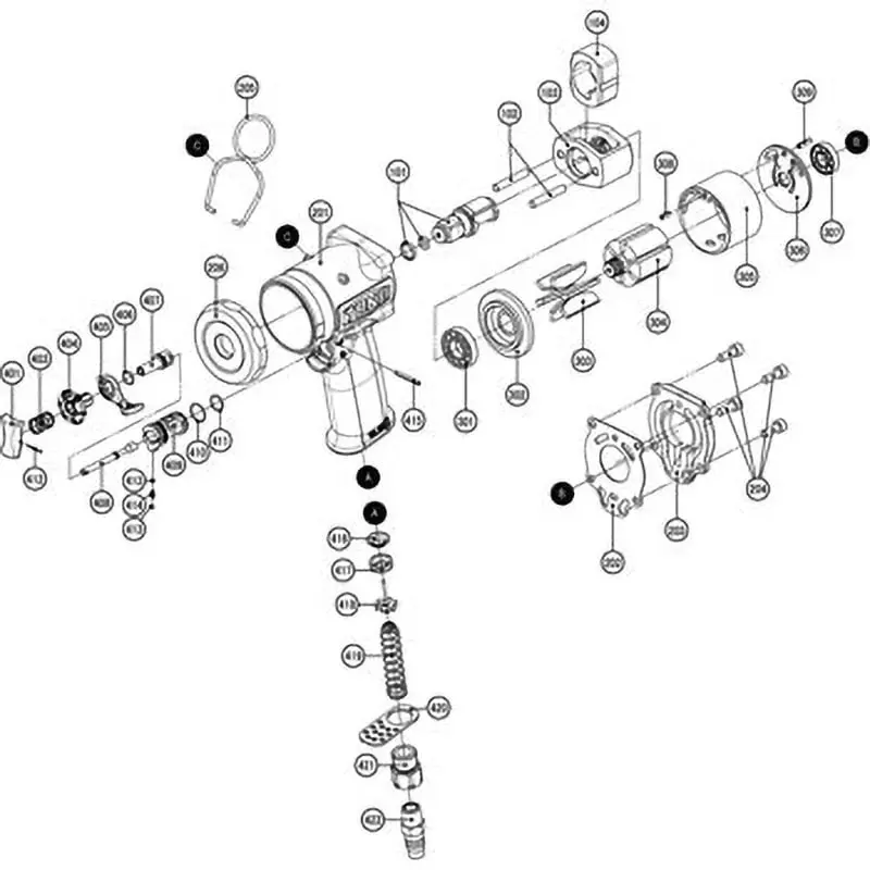 Tone Parts Air Impact Wrench Ai4200 Bearing R6 307 Drawing No., Ai171