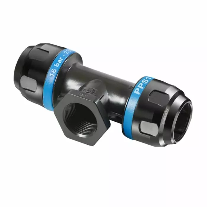 PREVOST 16 Bar Aluminium G1 Thread Tee, 32 mm Outside Diameter, PPS1 TT3234