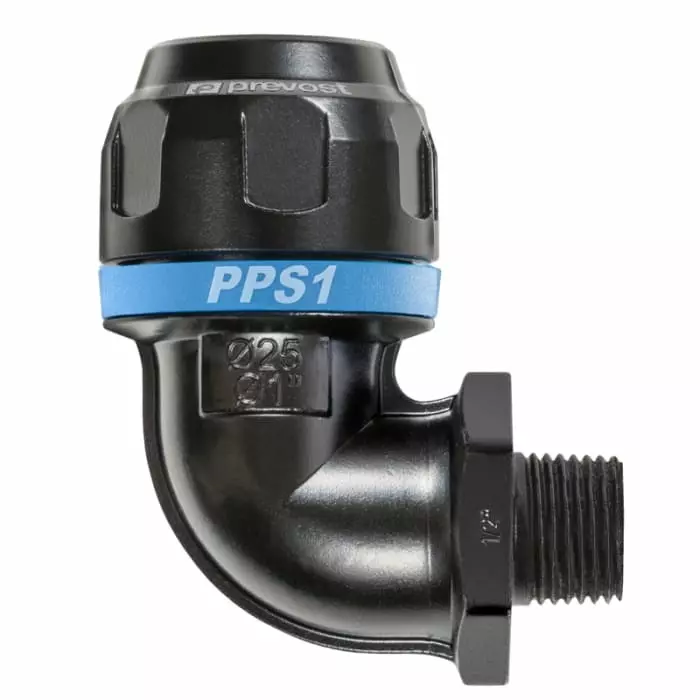 PREVOST 16 Bar Aluminium R 1/2 Elbo W Connector, 25 mm Outside Diameter, PPS1 9CM2512