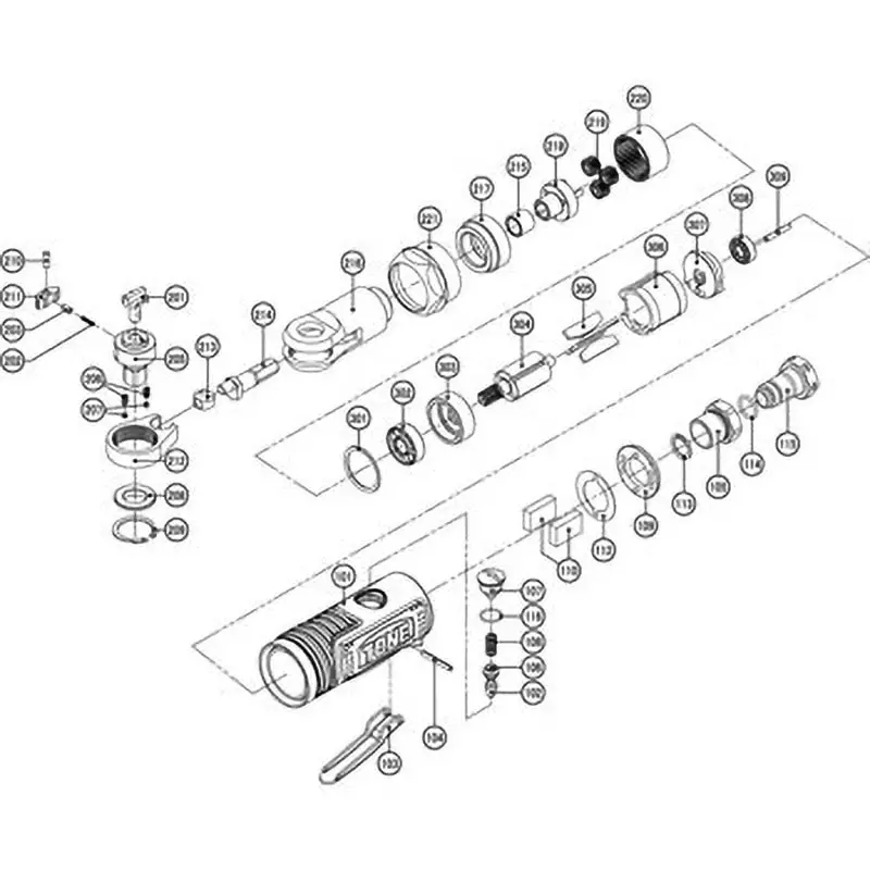 Tone Parts Air Ratchet Wrench Ar3100 Koukyu 207 Drawing No., Ai095
