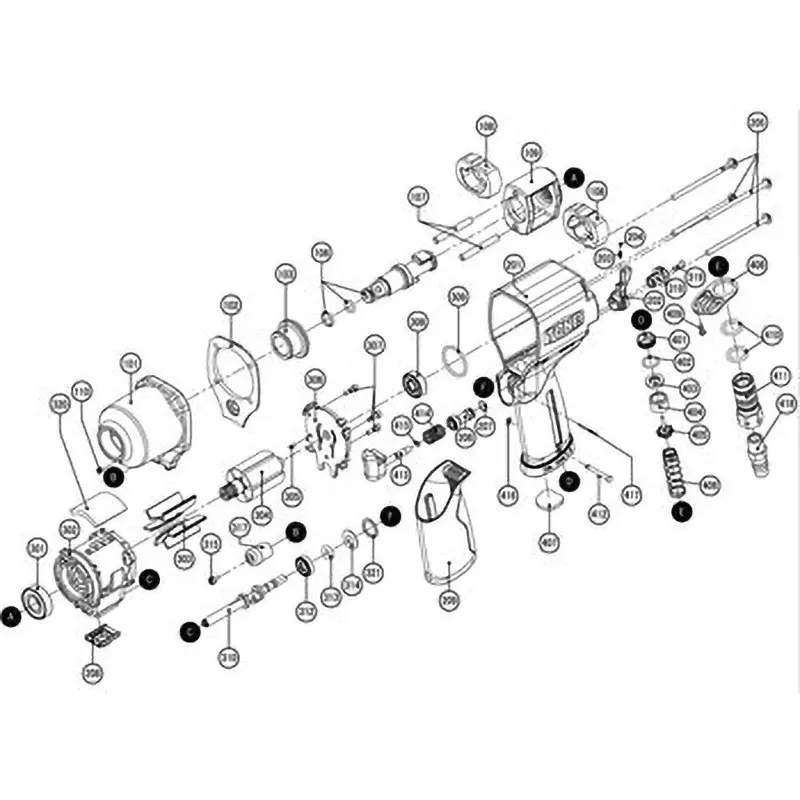 Tone Parts Air Impact Wrench Ai4161 Sagittarius Button A 317 Drawing No., Ai138
