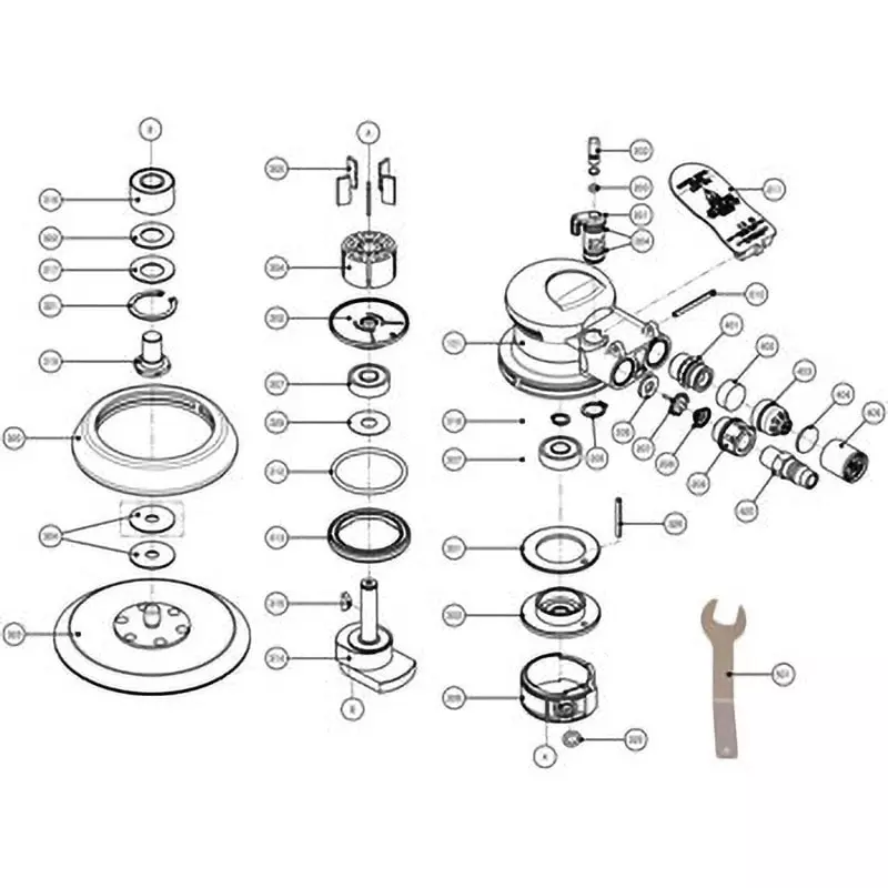 Tone Parts Air Double Action Sander Ads50M Rotor 304 Drawing No., Ads034