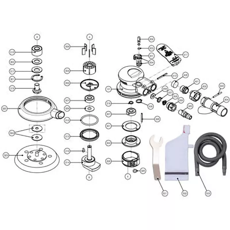 Tone Parts Air Double Action Sander Ads50Ms Rotor 304 Drawing No., Ads034