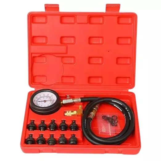 AGE-TECH Engine Oil Pressure Tester Kit Analog Type 0 – 100+ PSI Pressure Range 90° Elbow Quick Coupler, YZ-7006A