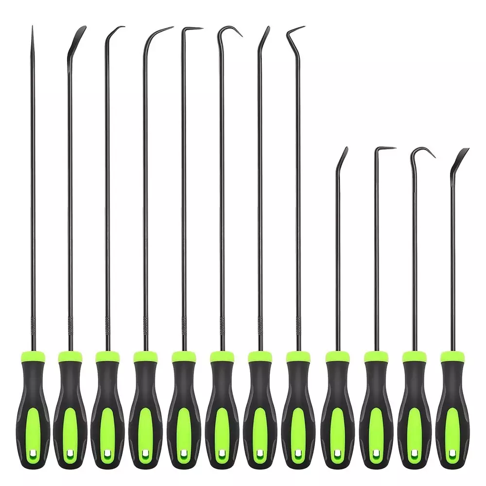 A.D international 12 Pcs Automotive Hook & Pick Tool Kit Steel & Plastic Black Ergonomic Easy Grip for O-Ring, Seal & Gasket Removal