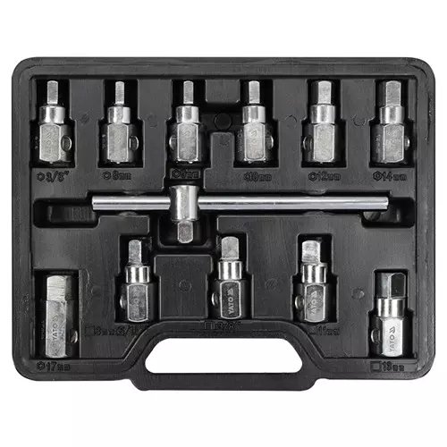 Yato 12 Pcs Oil Drain Plug Set 3/8 inch (9.5 mm) Drive Size For Oil Caps, YT-0600