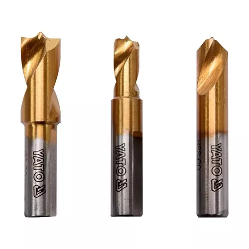 Yato 3 Pcs Drill Welding Point Set 6.5, 8, 10 mm Diameter Cobalt Coated Finish and HSS Material, YT-28921