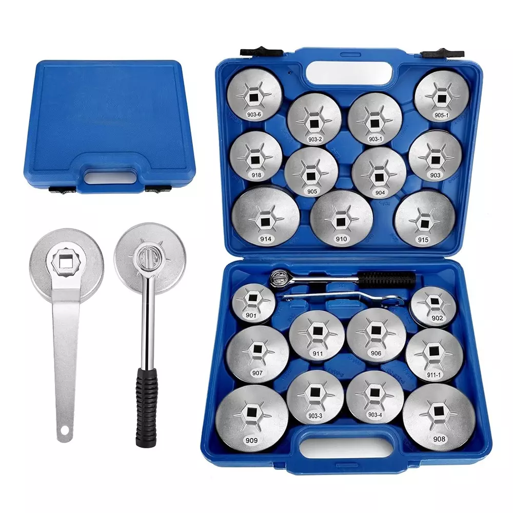 HUKUMS Cup Type Oil Filter Wrench Removal Socket Set Carbon Steel 12.7 mm (1/2 inch) Drive Size, HOFW23 (Set of 23 Pcs)