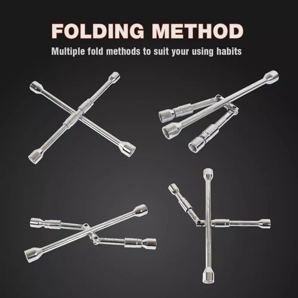 ad-international-folding-cross-socket-lug-wrench-carbon-steel-silver-4-way-for-industrial-use