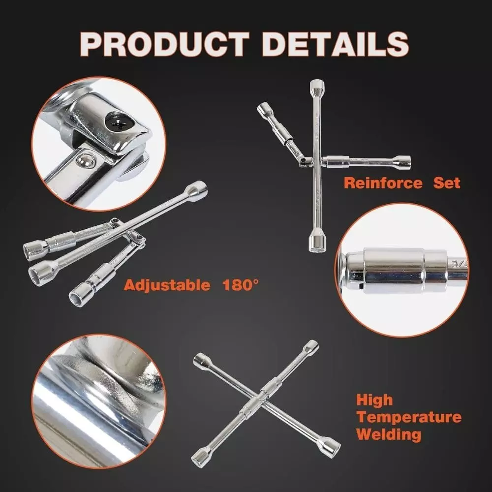 ad-international-folding-cross-socket-lug-wrench-carbon-steel-silver-4-way-for-industrial-use