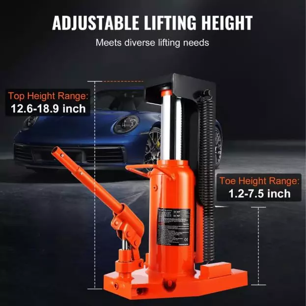 Nutronics Hydraulic Lifting Toe Jack Machine Manual Steel 10 Ton (10000 Kg) at Top Position & 5 Ton (5000 Kg) at Toe Position Load Capacity for Industrial Use, TOJ-5Ton