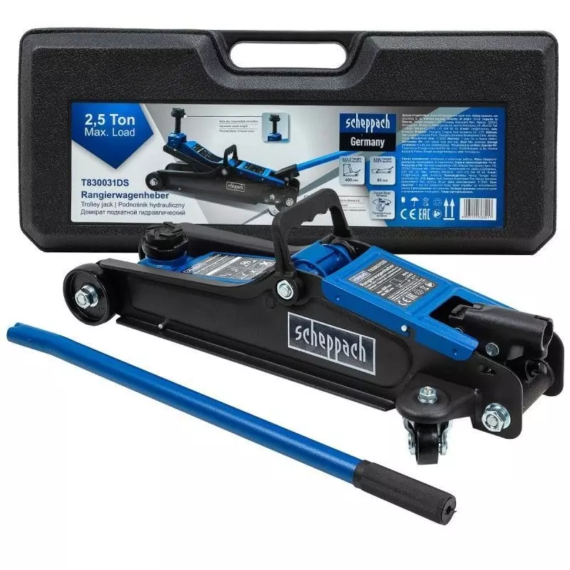 Scheppach Two-Piston Hydraulic Jack 2500 Kg Load Capacity 400 mm Maximum Lifting Height, Sch-T830031DS