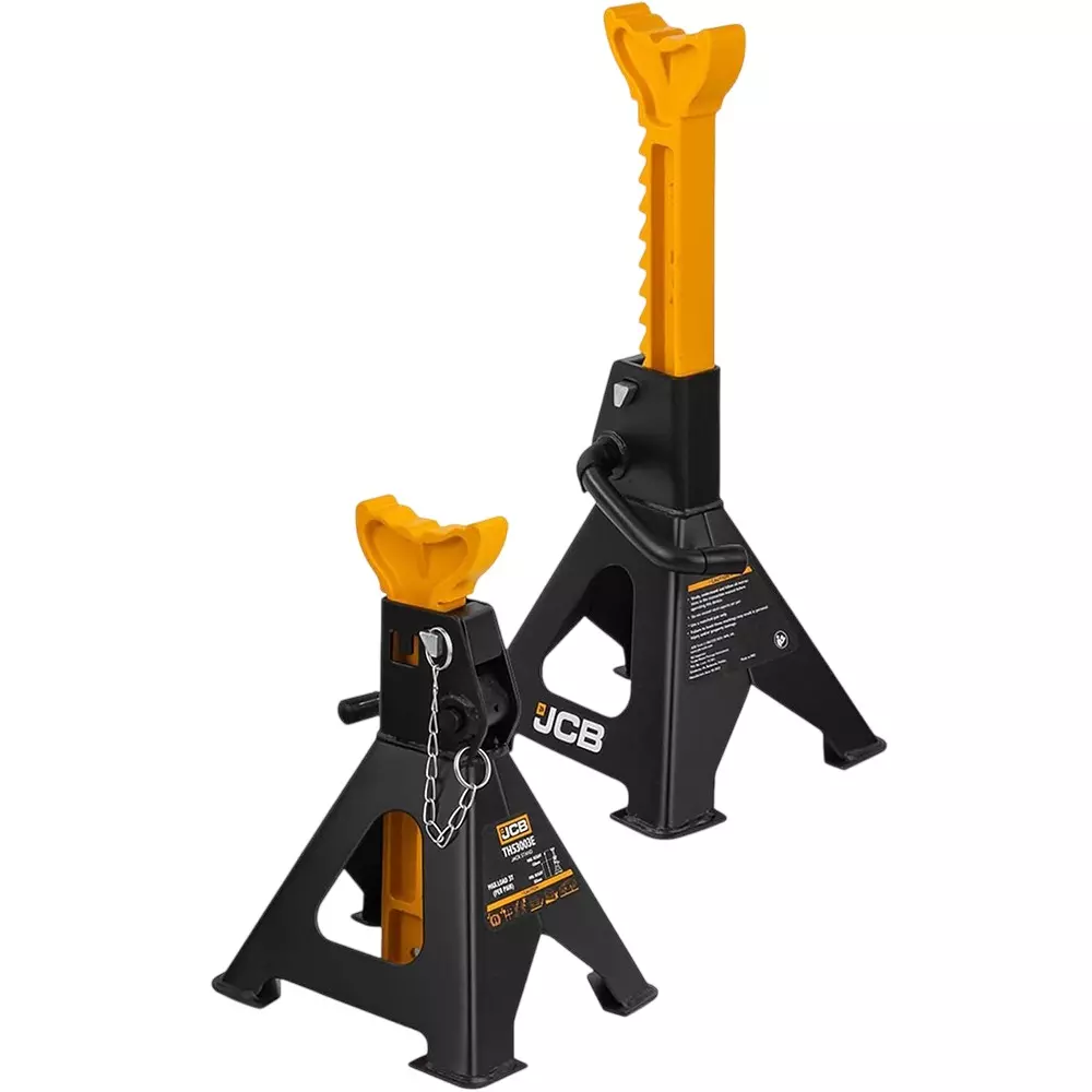 JCB Jack Stand with Pin 3 Ton (3000 Kg) Load Capacity Iron Yellow & Black, JCB-TH53003E