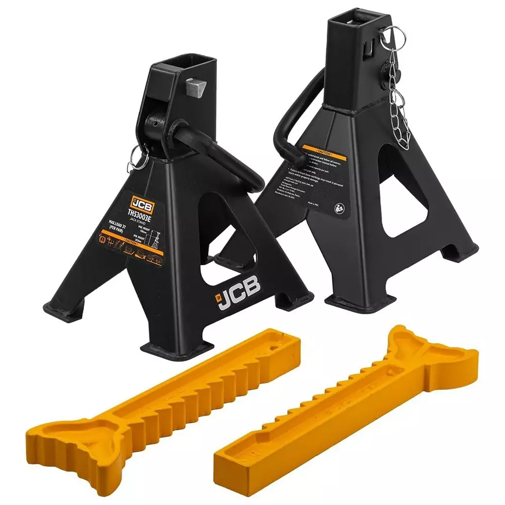 JCB Jack Stand with Pin 3 Ton (3000 Kg) Load Capacity Iron Yellow & Black, JCB-TH53003E