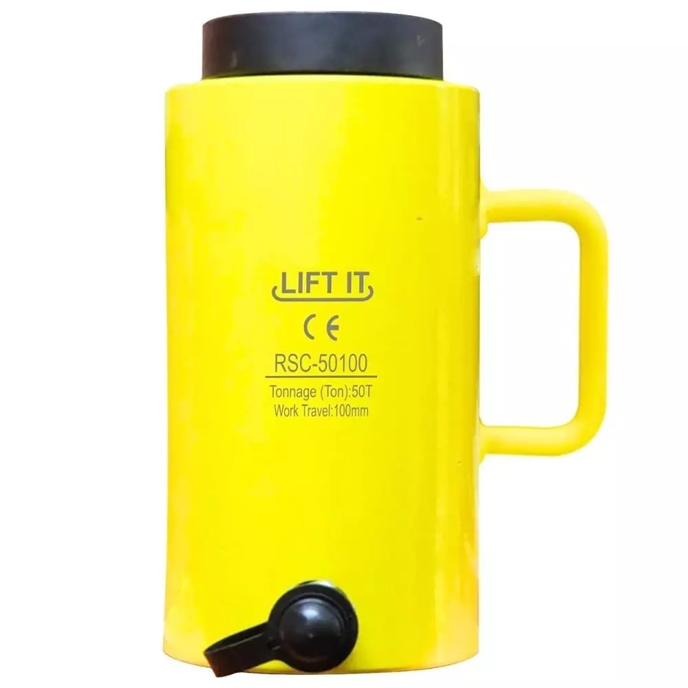 Liftit Hydraulic Single Cylinder Jack with JCP 700B Pump 50 Ton Lifting 100 mm Stroke Length 127 mm Outside Dia., RSC-50100