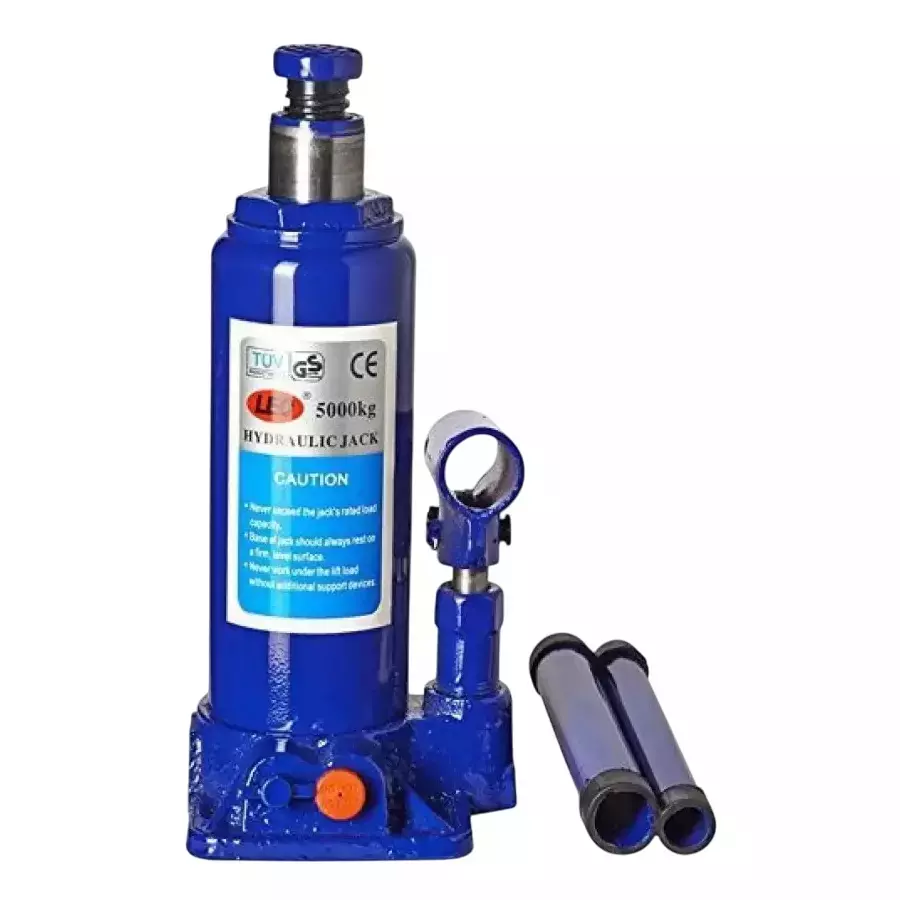 LEO Hydraulic Bottle Jack Cast Iron 6 Ton Lifting Capacity, Blue