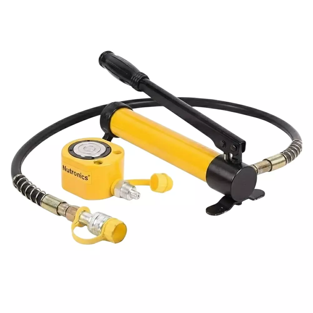 Nutronics Hydraulic Cylinder Jack Kit with Hand Pump Alloy Steel 20 Ton (20000 Kg) Load Capacity for Industrial Uses, FPY-20+180