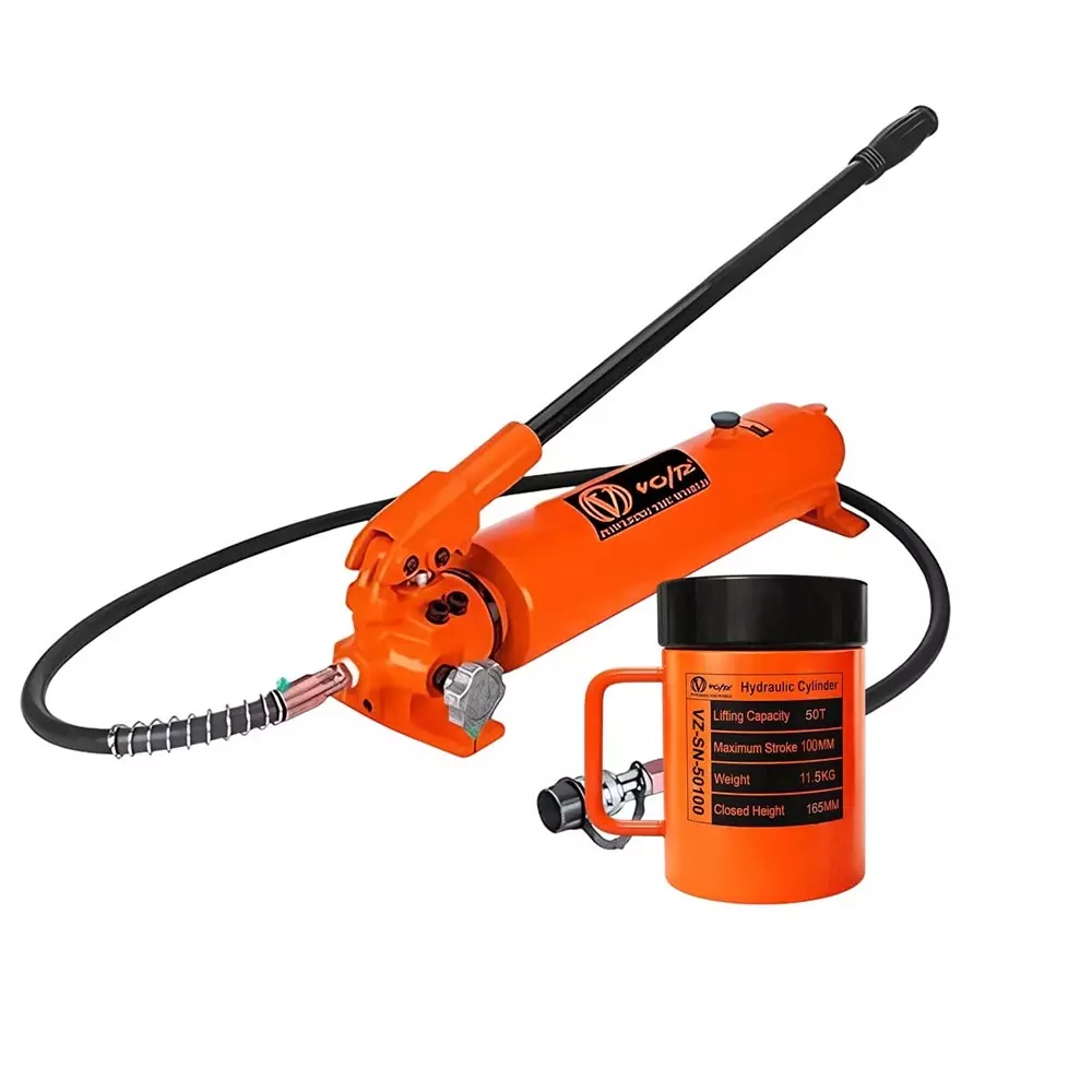 Voltz Hydraulic Lifting Jack with CP-700A Hydraulic Pump Single Acting 50 Ton Lifting Capacity and 100 mm Stroke, VZ-SN-50100