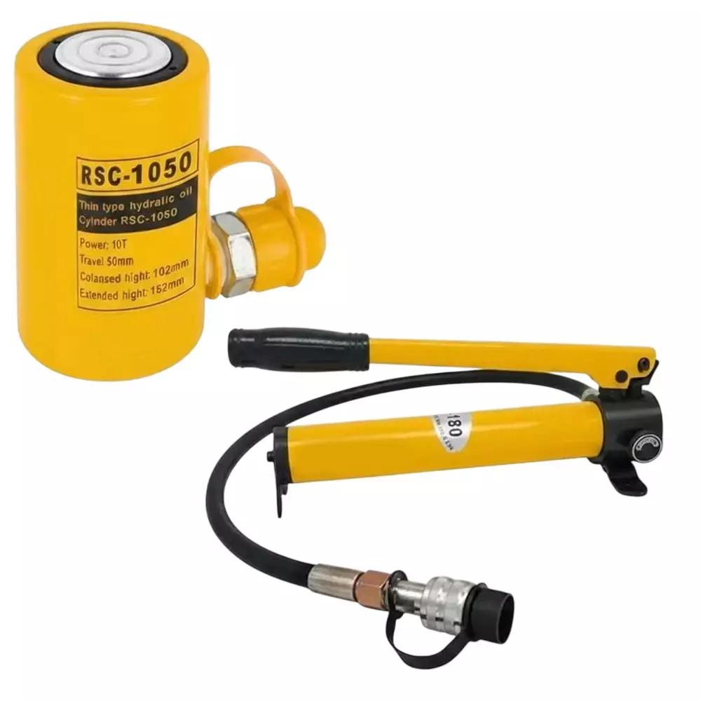 Hartley Hydraulic Cylinders Solid Jack with Hand Pump Metal 10 Ton (10,000 Kg) Load Capacity for Hydraulic Lifting Cylinders, RSC-1050180