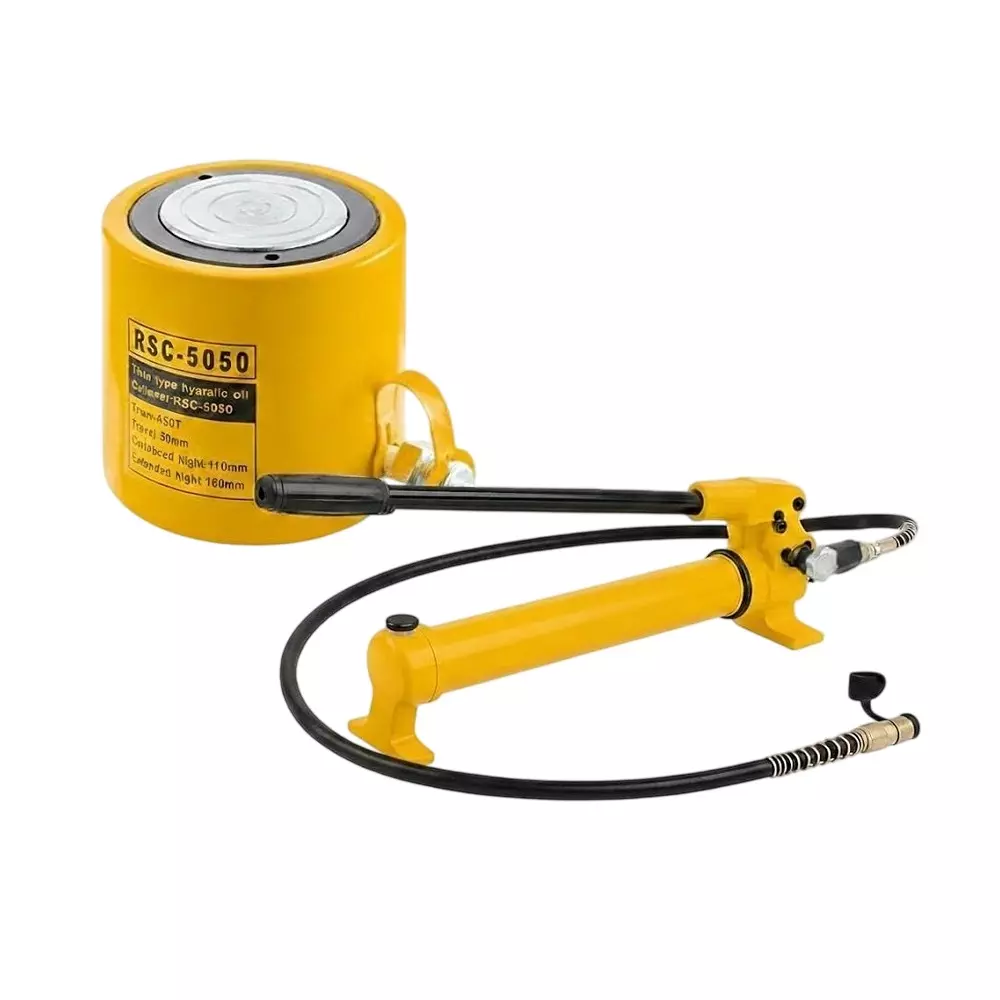 Nutronics Hydraulic Cylinder Jack Kit with Hand Pump Metal 50 mm 50 Ton (50000 Kg) Load Capacity for Industrial Uses, RSC-5050+700