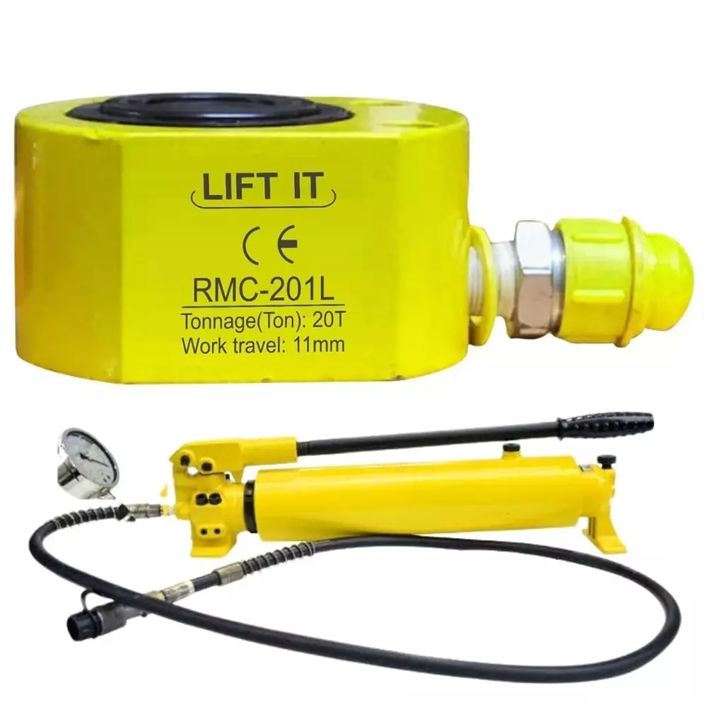 Liftit Hydraulic Button Jack with JCP 700 Pump 20 Ton Lifting 11 mm Stroke Length 100x77 mm Outside Dia., RMC-201 & JCP 700
