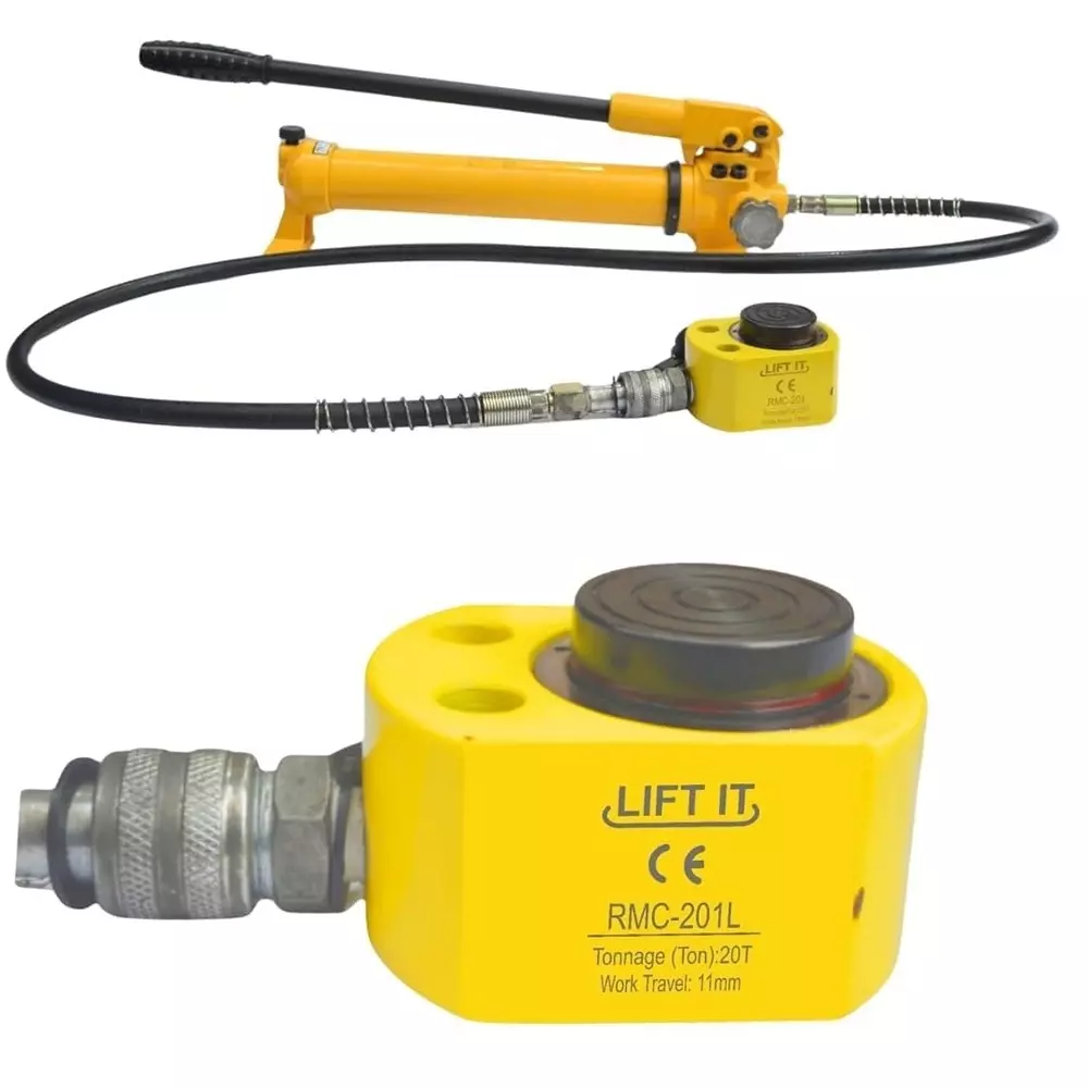 Liftit Hydraulic Button Jack with JCP 700 Pump 20 Ton Lifting 11 mm Stroke Length 100x77 mm Outside Dia., RMC-201 & JCP 700