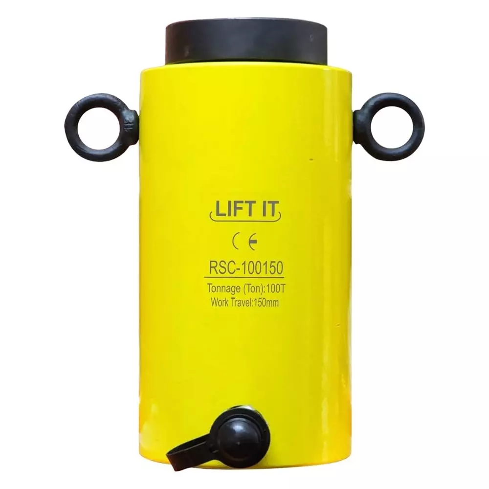 Liftit Hydraulic Single Cylinder Jack with JCP 700B Pump 100 Ton Lifting 150 mm Stroke Length 177 mm Outside Dia., RSC-100150