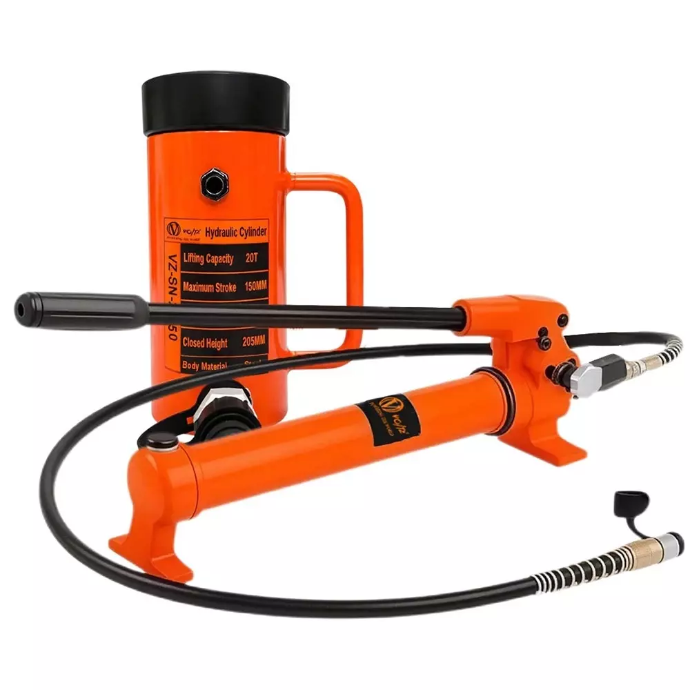 Voltz Hydraulic Lifting Jack with CP-700 Hydraulic Pump Single Acting 20 Ton Lifting Capacity and 150 mm Stroke, VZ-SN-20150