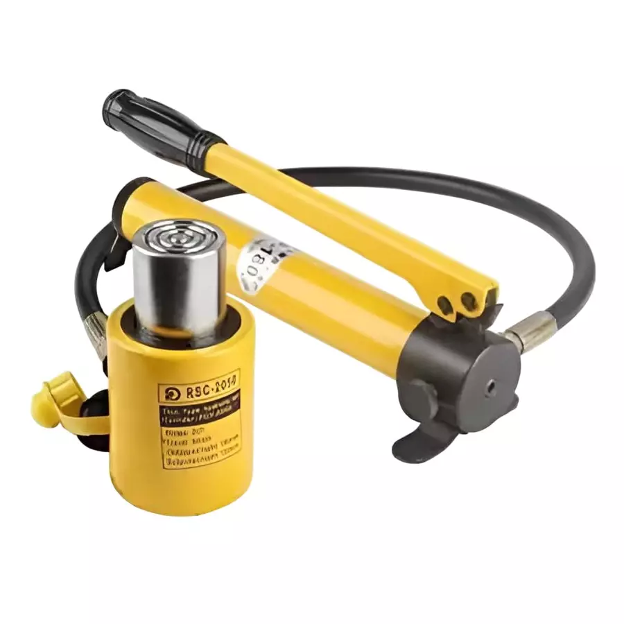 Hartley  Hydraulic Cylinders Solid Jack with Hand Pump Metal  Yellow