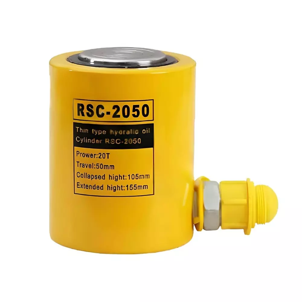 Hartley  Hydraulic Cylinders Solid Jack with Hand Pump 20 Ton (20,000 Kg) Load Capacity Metal  Yellow, RSC-2050+180