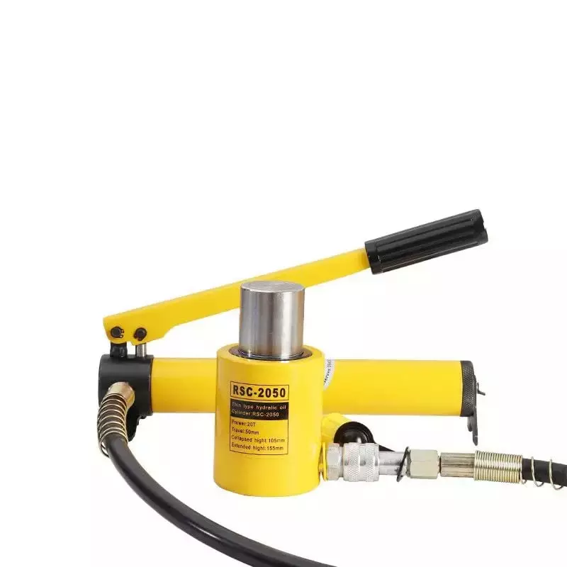 Hartley  Hydraulic Cylinders Solid Jack with Hand Pump 20 Ton (20,000 Kg) Load Capacity Metal  Yellow, RSC-2050+180