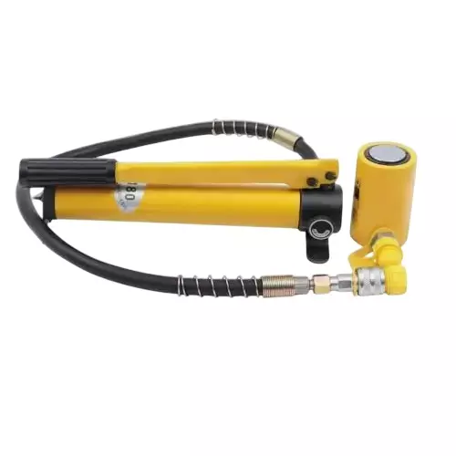 Hartley  Hydraulic Cylinders Solid Jack with Hand Pump 10 Ton (10,000 Kg) Load Capacity Metal  Yellow, RSC-1050180