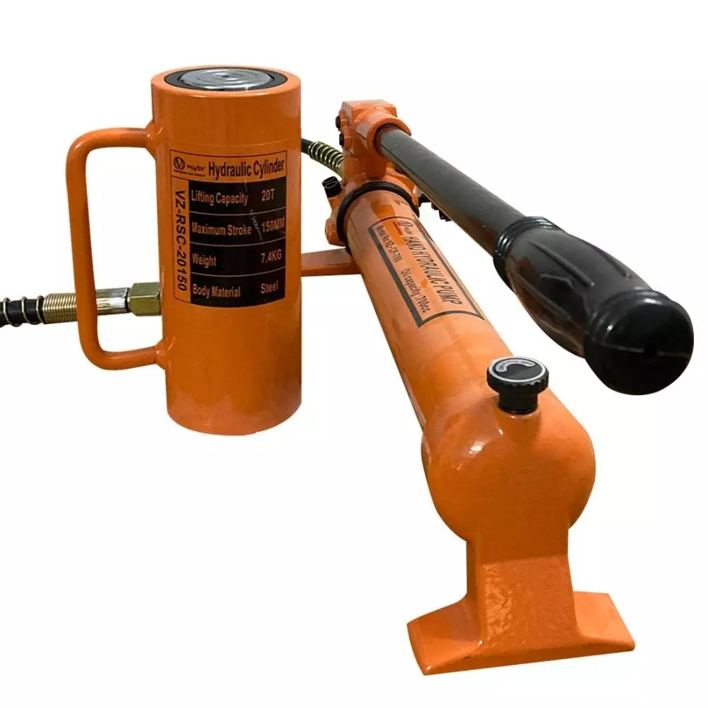 Voltz Hydraulic Lifting Jack with CP 700 Hydraulic Pump 10 Ton Load Capacity and 45 mm Cylinder Diameter, VZ-RSC-10150