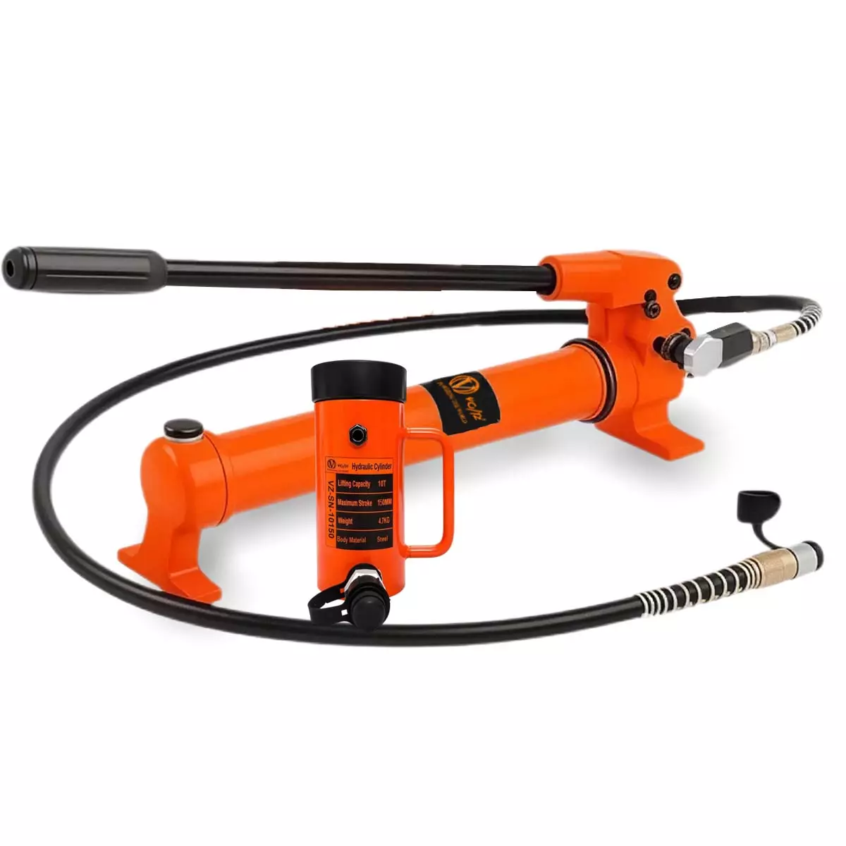 Voltz Hydraulic Lifting Jack with CP-700 Hydraulic Pump Single Acting 10 Ton Lifting Capacity and 150 mm Stroke, VZ-SN-10150