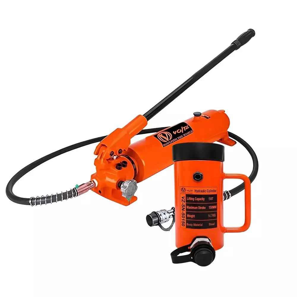Voltz Hydraulic Lifting Jack with CP-700A Hydraulic Pump Single Acting 50 Ton Lifting Capacity and 150 mm Stroke, VZ-SN-50150