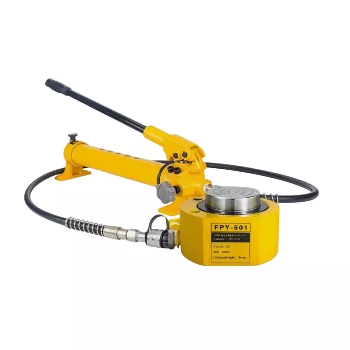 Nutronics 50 Ton Lifting Capacity Hydraulic Cylinder Jack with Hand Pump, Alloy Steel Body and 86 mm Lifting Height, FPY-50+700