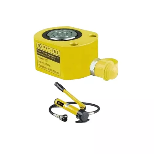 Nutronics Hydraulic Cylinder Jack Kit with Hand Pump Alloy Steel 10 Ton (10000 Kg) Load Capacity for Industrial Uses, FPY-10+180