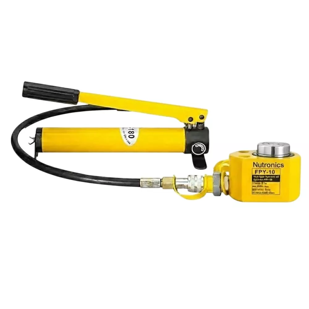 Nutronics Hydraulic Cylinder Jack Kit with Hand Pump Alloy Steel 10 Ton (10000 Kg) Load Capacity for Industrial Uses, FPY-10+180