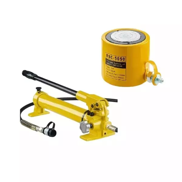 Hartley  Hydraulic Cylinder Jack with Hand Pump Single Acting Kit 50 Ton (50000 Kg) Load Capacity Metal  Yellow, RSC-5050+700