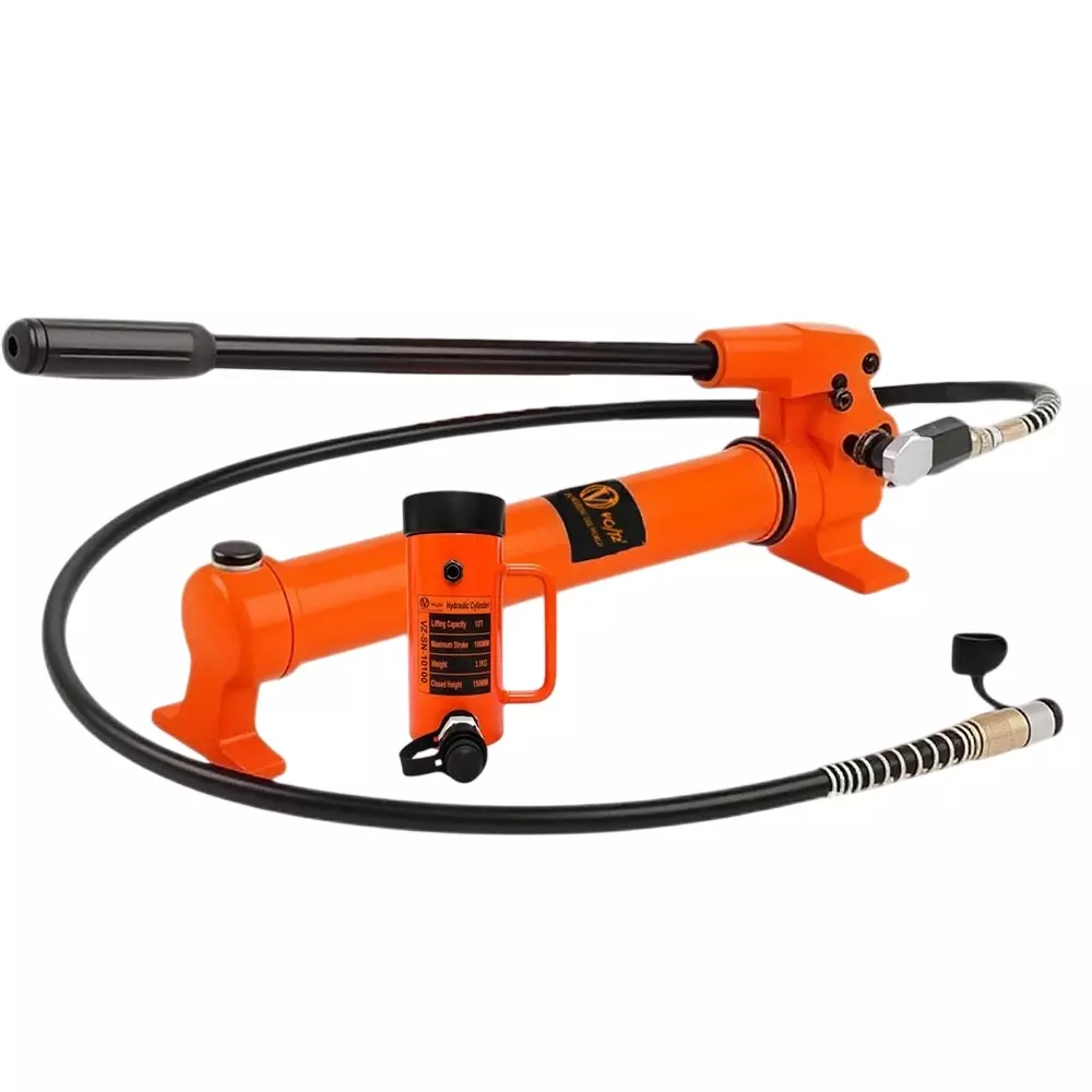 Voltz Hydraulic Lifting Jack with CP-700 Hydraulic Pump Single Acting 10 Ton Lifting Capacity and 100 mm Stroke, VZ-SN-10100