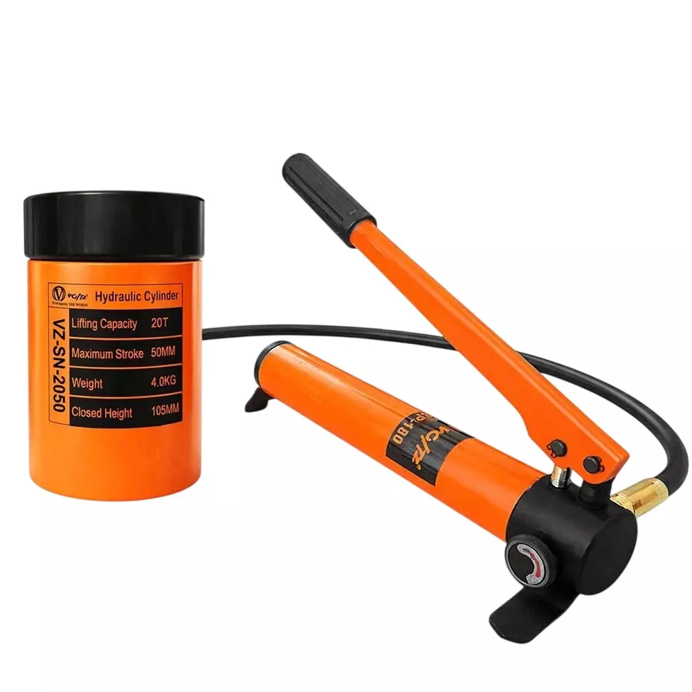 Voltz Hydraulic Lifting Jack with CP-180 Hydraulic Pump Single Acting 20 Ton Lifting Capacity and 50 mm Stroke, VZ-SN-2050