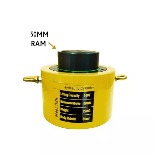 Nutronics Hydraulic Cylinder Jack Kit with Hand Pump Alloy Steel 50 mm 100 Ton (100000 Kg) Load Capacity for Industrial Uses, RSC-10050+700A